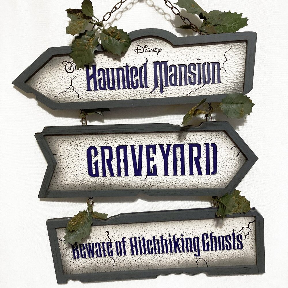 Disney Haunted Mansion Wall Hanging Sign Beware Hitchhiking